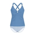 thumbnail image 3 of qucoqpe Two Piece Tankini Swimsuits for Women Fashion V Neck Patchwork Bathing Suits Summer Beach Swimwear with Bottom, 3 of 8