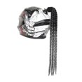 thumbnail image 3 of Trenzas para casco de moto, 60 cm, con gradiente de cola de caballo y rampa, para casco de moto Negro Gris claro, 3 of 9
