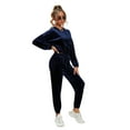 thumbnail image 6 of hirigin Fall Women Velvet Tracksuits Set Solid Color Long Sleeve Hoodie Sweatshirt and Casual Drawstring Sweatpants, 6 of 9
