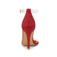 thumbnail image 4 of BLISSFUL STEP Women's Clear Ankle Strap Stiletto Heel Sandals Red 8, 4 of 7