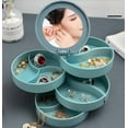 thumbnail image 2 of Rotating Jewelry Box Large Capacity with Mirror, 4-Layer Rotating Jewelry Storage Box for Bracelets Rings Earrings, Gift for Women(Blue), 2 of 6