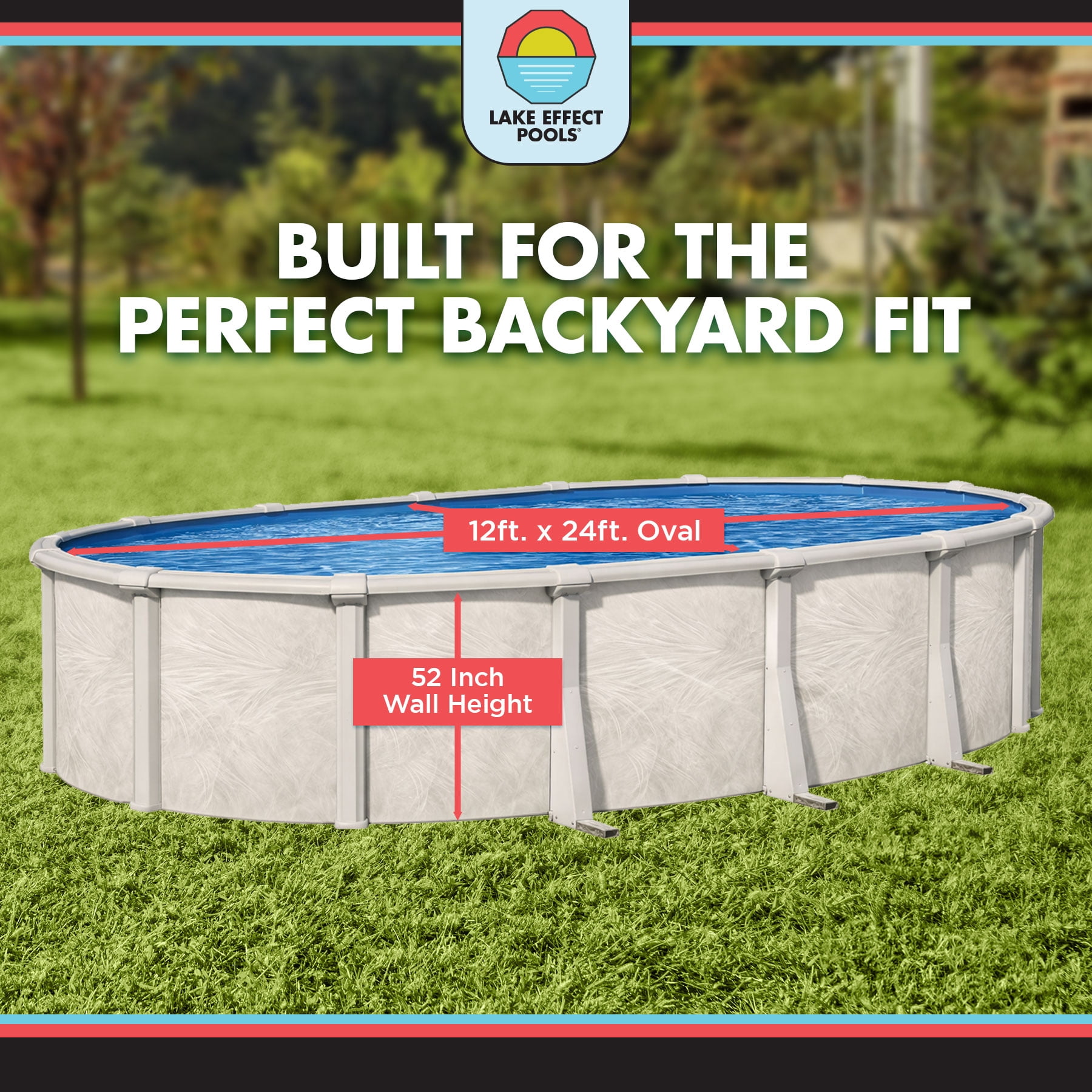 Lake Effect Pools Fallston 12' x 24' Oval x 52" Steel Sided Wall Above-Ground Swimming Pool