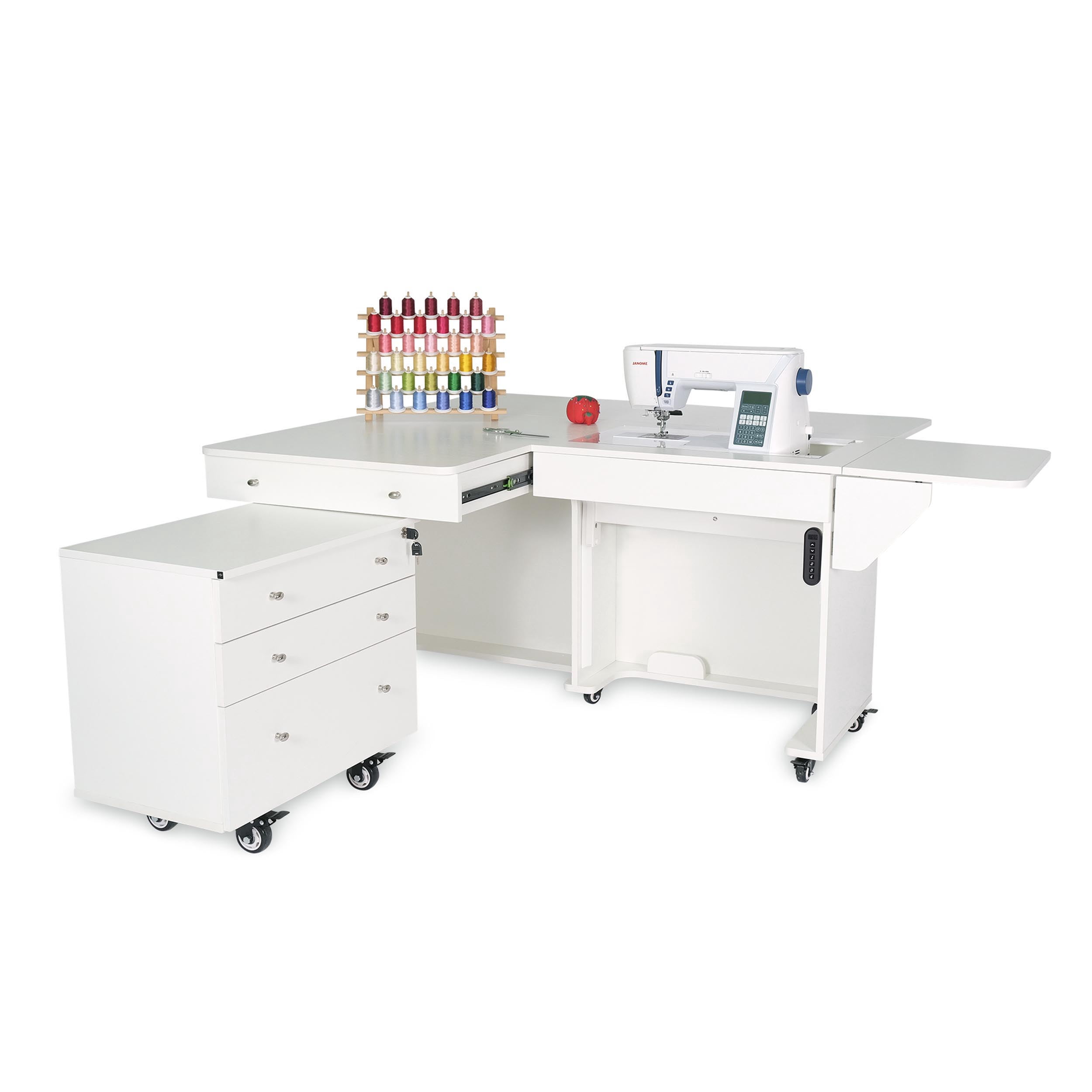 Kangaroo & Joey Dual Rail Electric Sewing Cabinet - Ash White