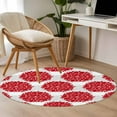 thumbnail image 4 of Red Dahlia Round Area Rug 3.3 FT, Non Slip Small Entryway Kitchen Mat, Vintage Country Grey Abstract Flowers Floral Washable Soft Circular Rug Non-Shedding Door Mat for Bathroom Playroom Kids Room, 4 of 9