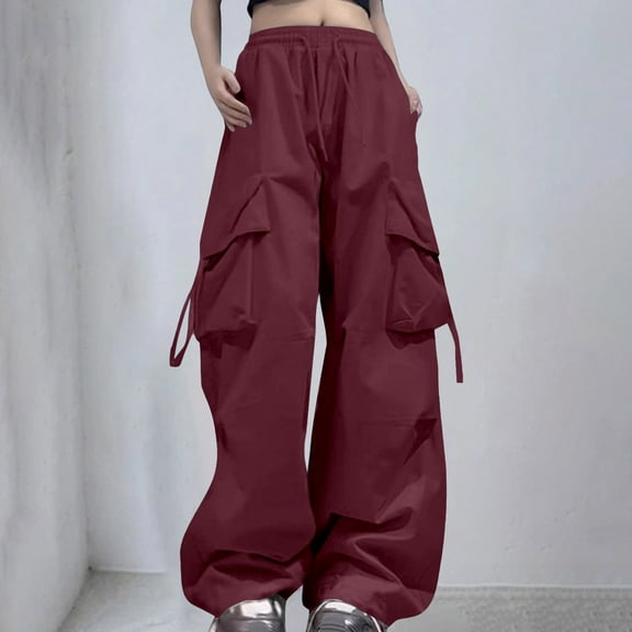 Women's Cargo Pants with Pockets High Waisted Straight Leg Pants Relaxed Fit Pants for Women Casual Womens Baggy Pants