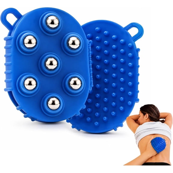 Lymphatic Massage Gloves with Rollers, Multiple Massage Points, Blue