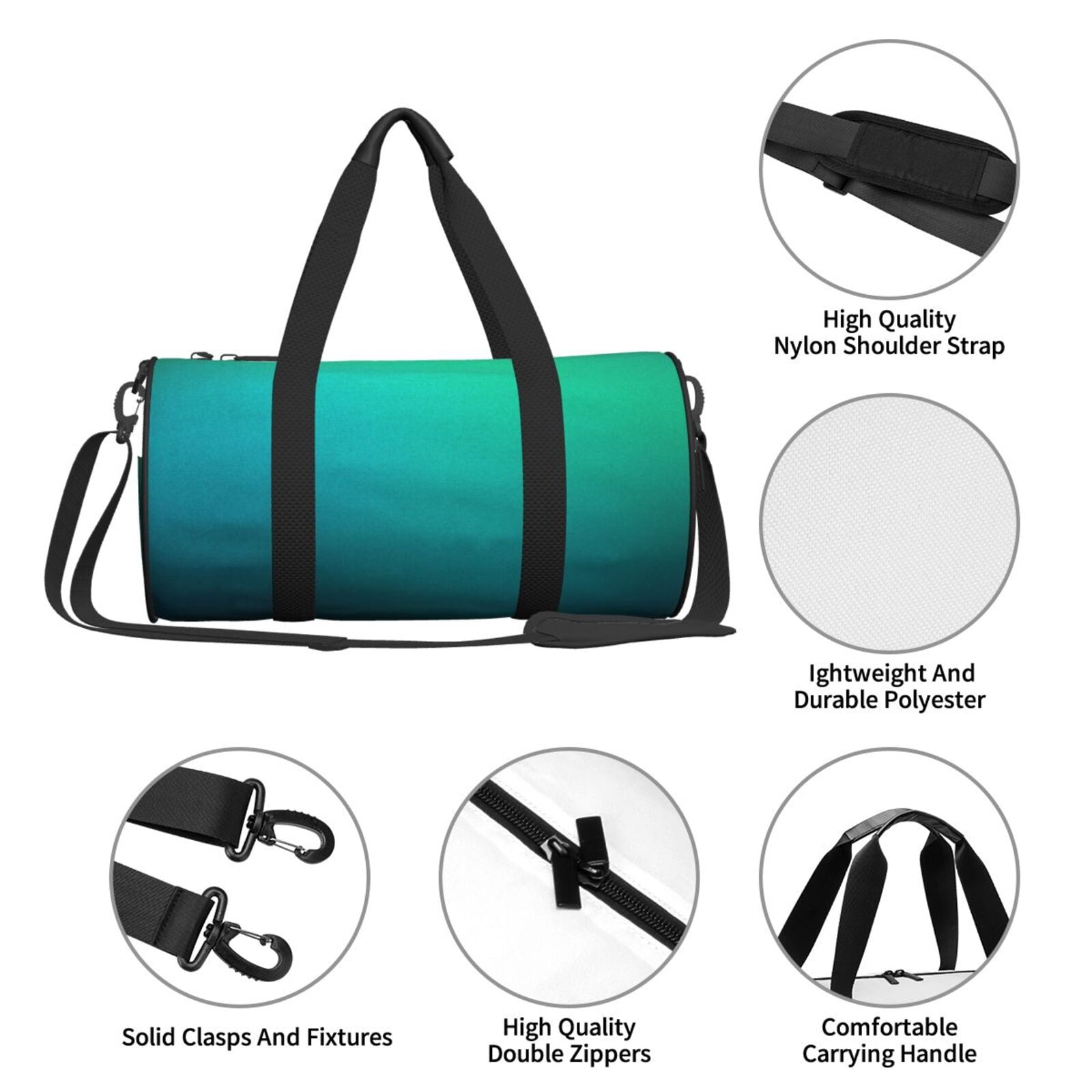 Defioc Green Turquoise Teal for Travel Duffle Bag,Weekender Bag Carry On Tote Bags Hospital Bag Large Capacity Sport Gym Bag for Men Women Fit for Trave, Gym,Weekend
