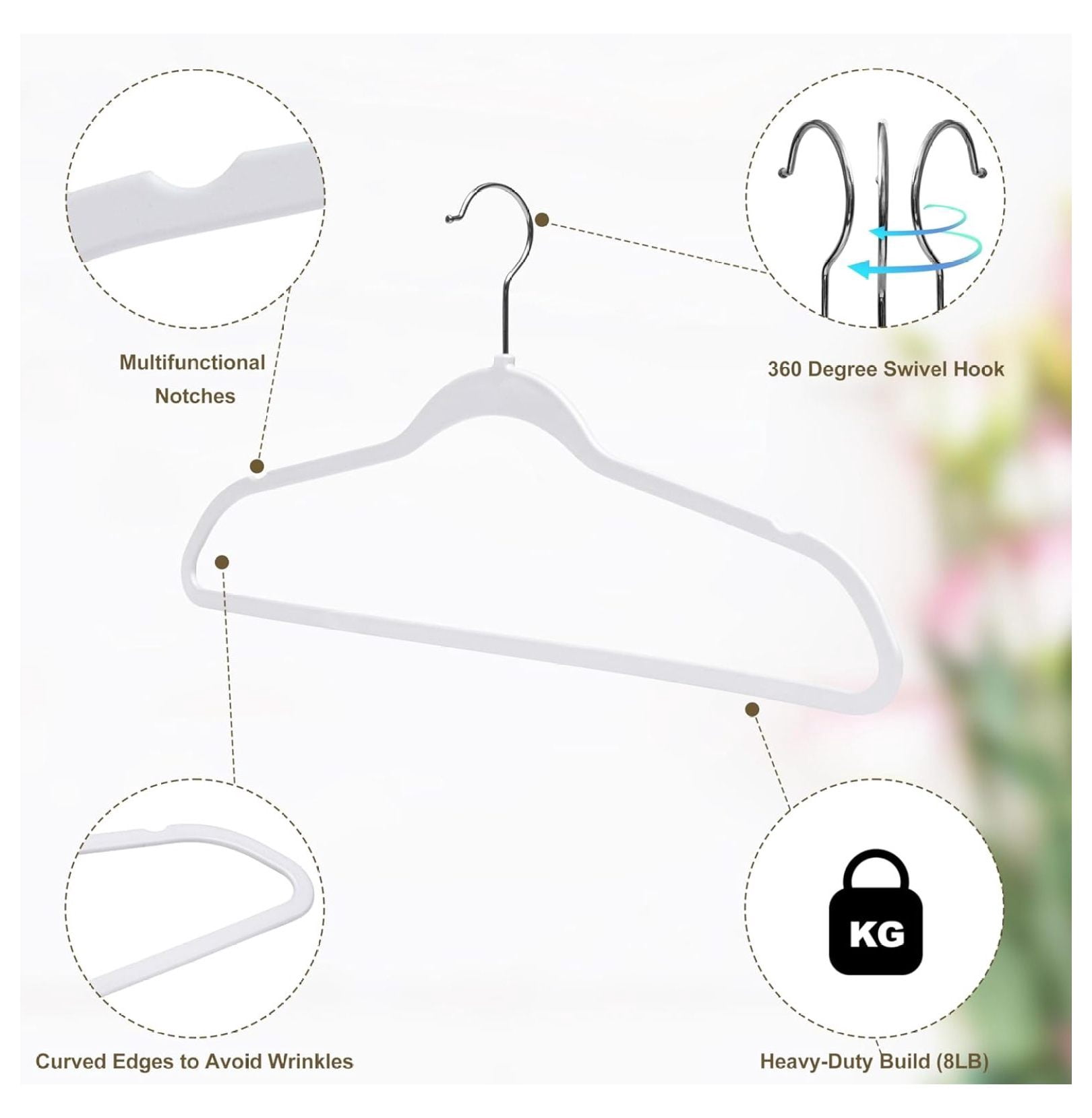 200 Pack Slim Plastic Hangers for Clothes - 16.5" Won't Crease Your Clothes, Heavy Duty Non- White Hangers, 360° Swivel Hook Dresses Coats Shirts