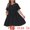 Black, variant on DARING DIVA Women's Plus Size V Neck Ruffle Sleeve Swing A Line Tiered Dress 1X Green