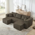 thumbnail image 7 of Muumblus U-Shaped Modular Sectional Sofa with 2 Movable Ottomans, Boneless Cloud Couch, No Assembly Sofa Set for Small Spaces, Living Room, Brown Corduroy, 7 of 7