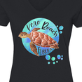 thumbnail image 4 of Inktastic Vero Beach, Florida Swimming Sea Turtle with Bubbles Women's V-Neck T-Shirt, 4 of 5