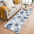 thumbnail image 2 of Summer Marine Life Runner Rugs 2x6 ft Ocean Watercolor Sea Conch Starfish Shells Coastal Washable Hallway Rugs Non-Slip Floor Mats Absorbent Carpet Bedside Runners for Bedroom Kitchen Laundry Room, 2 of 9