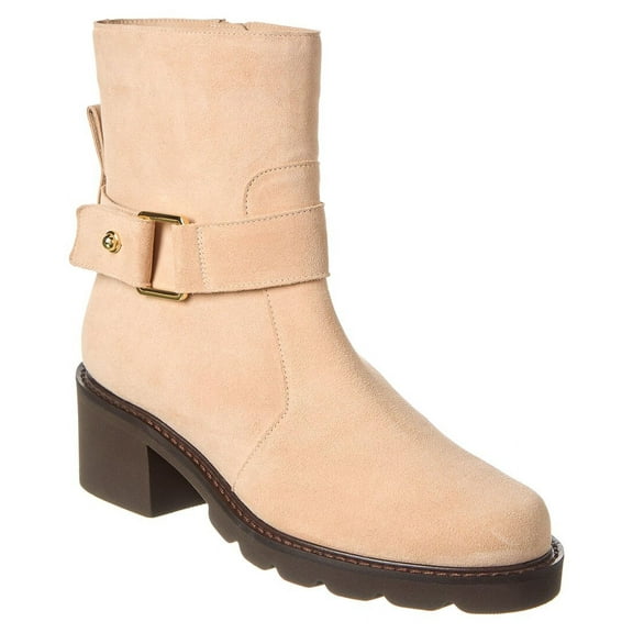 Stuart Weitzman Boulevard Moto Zip Suede Bootie, 10, Brown
