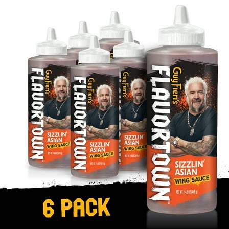 (6 pack) Flavortown Sizzlin Asian Wing Sauce, 14.6oz