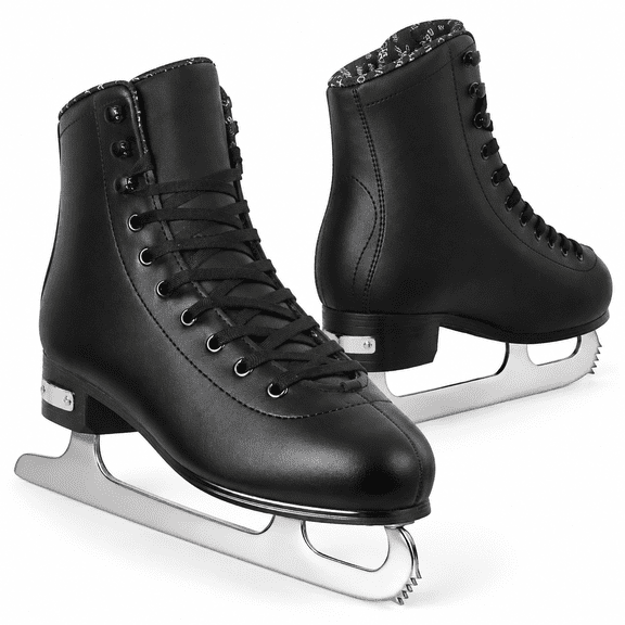 Black Women's 9 / Men's 8 Figure Skates with Stainless Steel