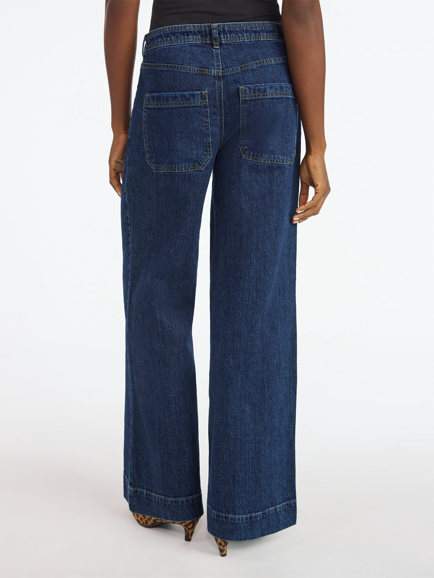 Scoop Women’s Pleated Wide Leg Jeans, Sizes 0-18