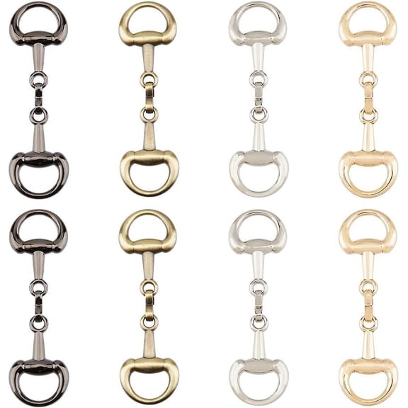 8Pcs 4 Colors Alloy D Ring Snaffle Bit Buckles Horse Bit Buckle Double Bit Buckle for DIY