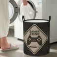 thumbnail image 7 of DouZhe Waterproof Collapsible Large Laundry Baskets, Retro Gaming Area Warning Prints Circular Hamper with Handles, 7 of 7
