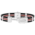 thumbnail image 2 of Pompeii Men's Steel, Black Silicone, And Red Leather Latched 8" 10mm Cuffed Bracelet (,), 2 of 2