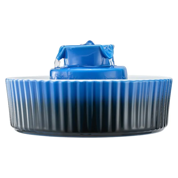 Ceramic Cat Water Fountain 2.1L Cupcake Design with Ultra-Quiet Pump,360° Drinking Area,Multi-Layer Filtration for Cats and Dogs(Blue)