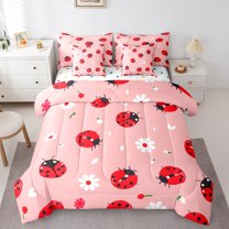 Castle Fairy Kawaii Ladybug Twin Bedding Sets,Kawaii Daisy Bedding Comforter Set