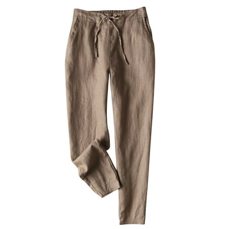 

Flowy Pants For Women Women s Comfy Pajama Pants Wide Leg Lounge Palazzo Yoga Pants Casual Loose Floral Print Fold Waist Pants(M Khaki)