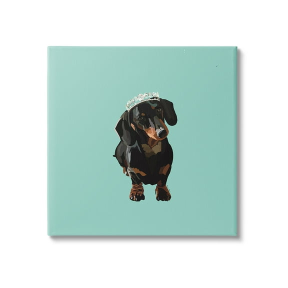 Stupell Industries Dachshund Wearing Tiara Animals & Insects Painting Gallery Wrapped Canvas Art Print Wall Art, 17 x 17
