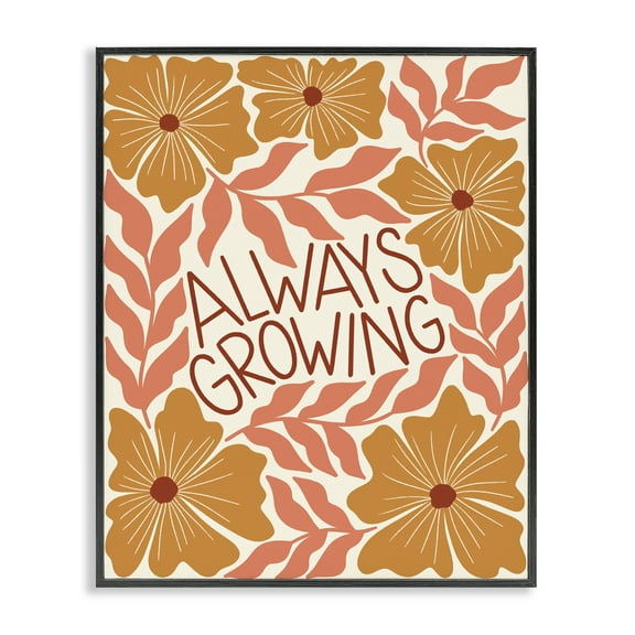 Stupell Industries Always Growing Funky Florals Plants & Flowers Painting Black Framed Art Print Wall Art, 11 x 14