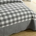 thumbnail image 6 of 3 Pcs Buffalo Plaid Check Quilted Bedspread Set In Grey And White Checkered Pattern, 6 of 12