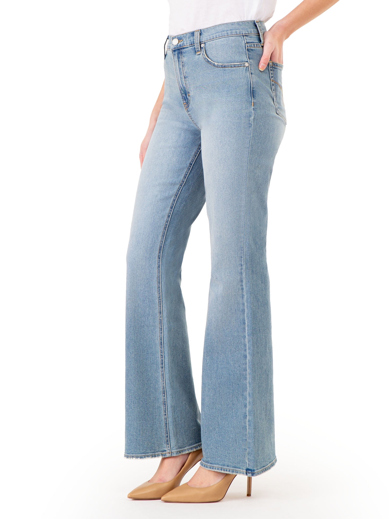 Jordache Women's High Rise Flare Jeans, Available in 27", 30", 32" Inseams