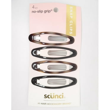 Scunci Hair Accessories Large No-Slip Grip Snap Clips - Tortoise/Black - 4pcs