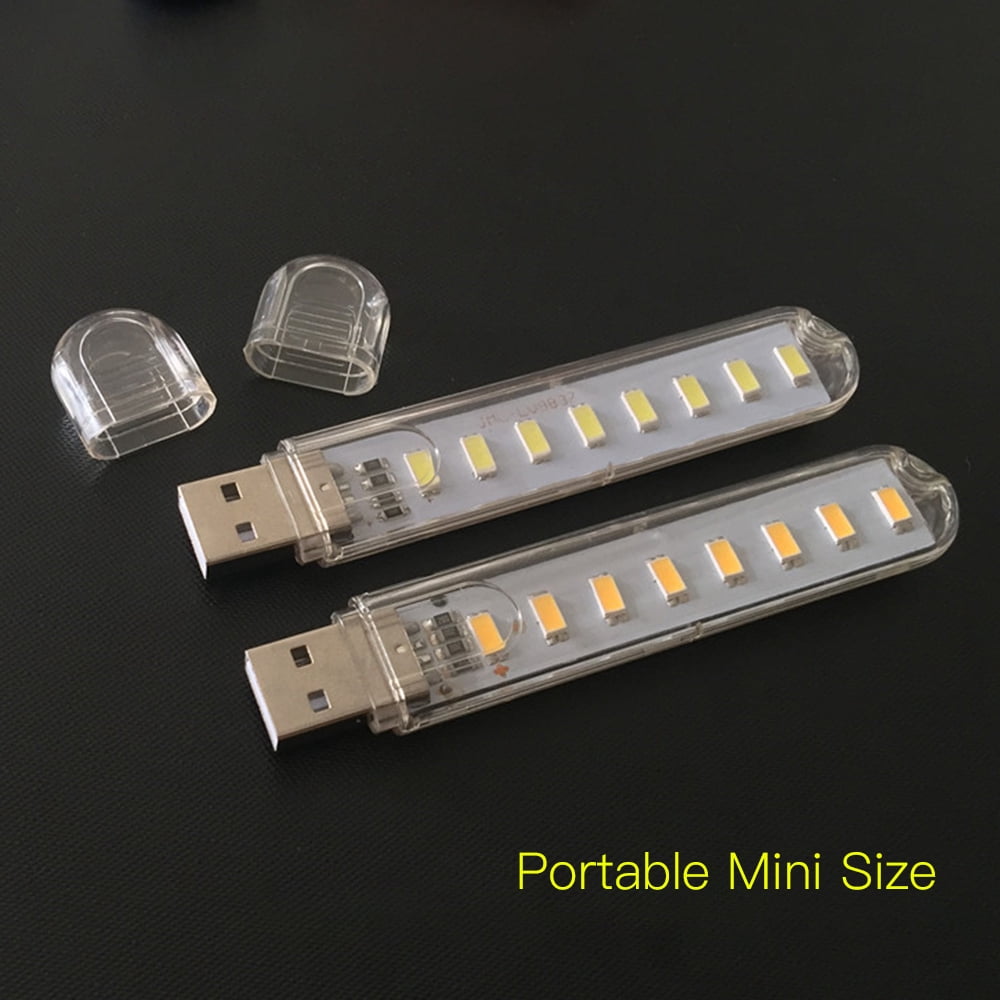 8 LED USB Powered Operated Mini Reading Lamp Book Light Portable Warm