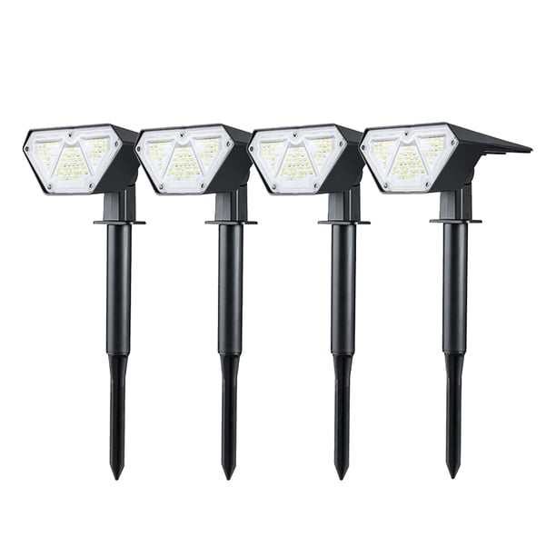 Irfora 4PCS Foco solar LED Ajustable 2 en 1 Luces de estaca de paisaje Luz de pared Luces impermeables al aire libre para patio Pasarela Lámpara de decoración de patio Blanco cálido y blanco Irfora Trajes de lámpara al aire libre