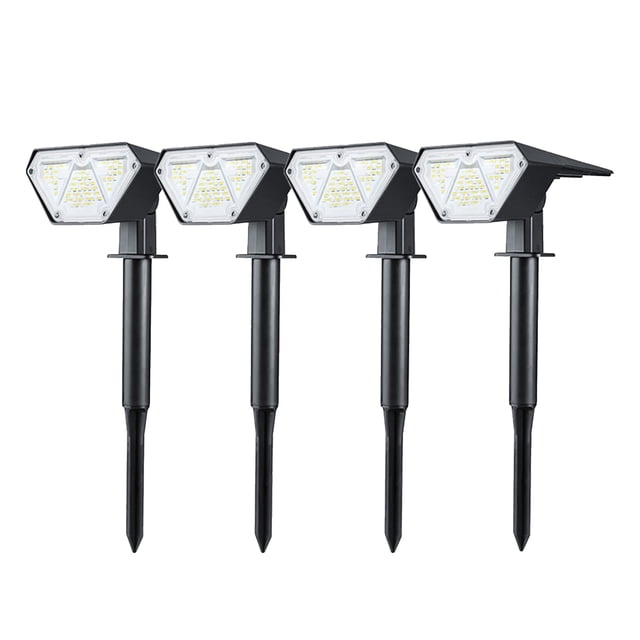 Irfora 4PCS Foco solar LED Ajustable 2 en 1 Luces de estaca de paisaje Luz de pared Luces impermeables al aire libre para patio Pasarela Lámpara de decoración de patio Blanco cálido y blanco Irfora Trajes de lámpara al aire libre
