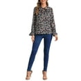 thumbnail image 2 of INSPIRAR CHIC Blusa Vintage de Manga Larga con Volantes y Cuello en V Floral para Mujeres M Negro Azul, 2 of 6