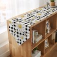 thumbnail image 4 of White Daisy Farmhouse Table Runner Linen Burlap Table Runner 108 Inches Long Garden Floral Honeybees Black Plaid Dresser Scarves for Kitchen Island Coffee Dining Room Party Holiday Decor 13"x108", 4 of 8