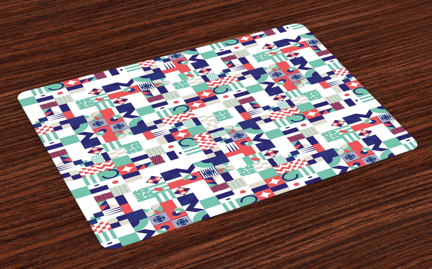 Mid Century Placemats Set of 4 Rich Contemporary Mosaic of Funky and