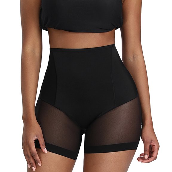 Women's Shaperwear Shorts Mesh Seamless Tummy Control Boyshorts Stomatch Slimming High Waisted Body Shaper Shorts Thigh Slimmer Butt Lifter Panties Summer Boyleg Underwear Black Medium