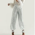 thumbnail image 4 of Utoimkio Women's Nightclub Sequin Work Pants High Waisted Loose Work Pants for Women, 4 of 7