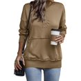 thumbnail image 3 of Sudadera Informal de Larga para Mujer, Cuello Alto, Botones y Cordón Ajustable Marrón XL, 3 of 10