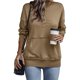 thumbnail image 3 of Sudadera Informal de Larga para Mujer, Cuello Alto, Botones y Cordón Ajustable Marrón L, 3 of 10