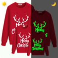 thumbnail image 2 of Camisetas navideñas a juego para la familia, diseño exclusivo luminoso, Feliz Navidad, cornamenta, sudadera familiar, 2 of 3