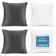 thumbnail image 1 of Nestl Plush 2 Pack Solid Decorative Microfiber Square Throw Pillow Cover with Throw Pillow Insert for Couch, Grey, 18" x 18", 1 of 1