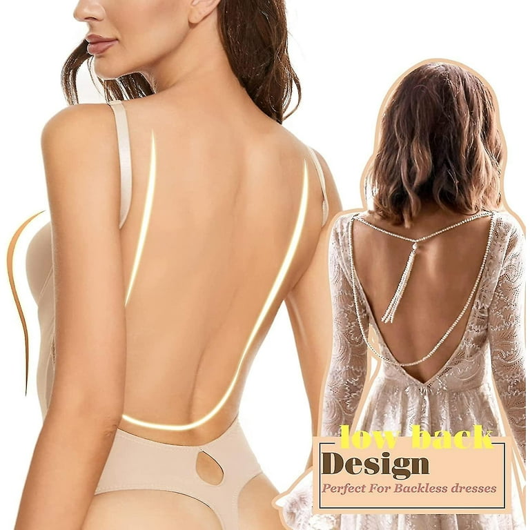 Backless Body Shaper For Women Push Up Bra Low Back Thong Bodysuit Walmart