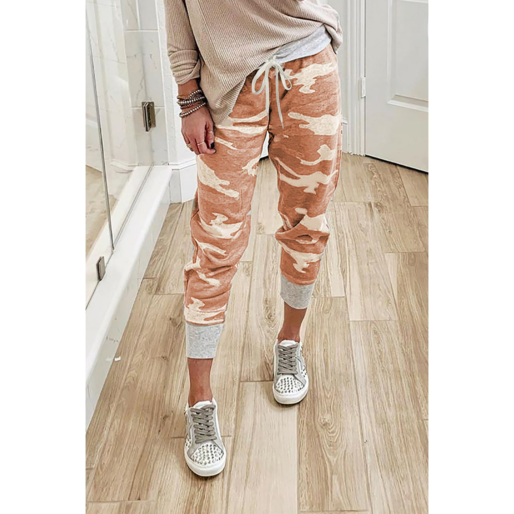 Pantalon de Sport Imprime Camouflage Orange pour Femmes Walmart