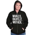 thumbnail image 3 of Worlds Okayest Mom Funny Mothers Day Womens Plus Size Graphic Zipper Hoodie Brisco Brands 2X, 3 of 5