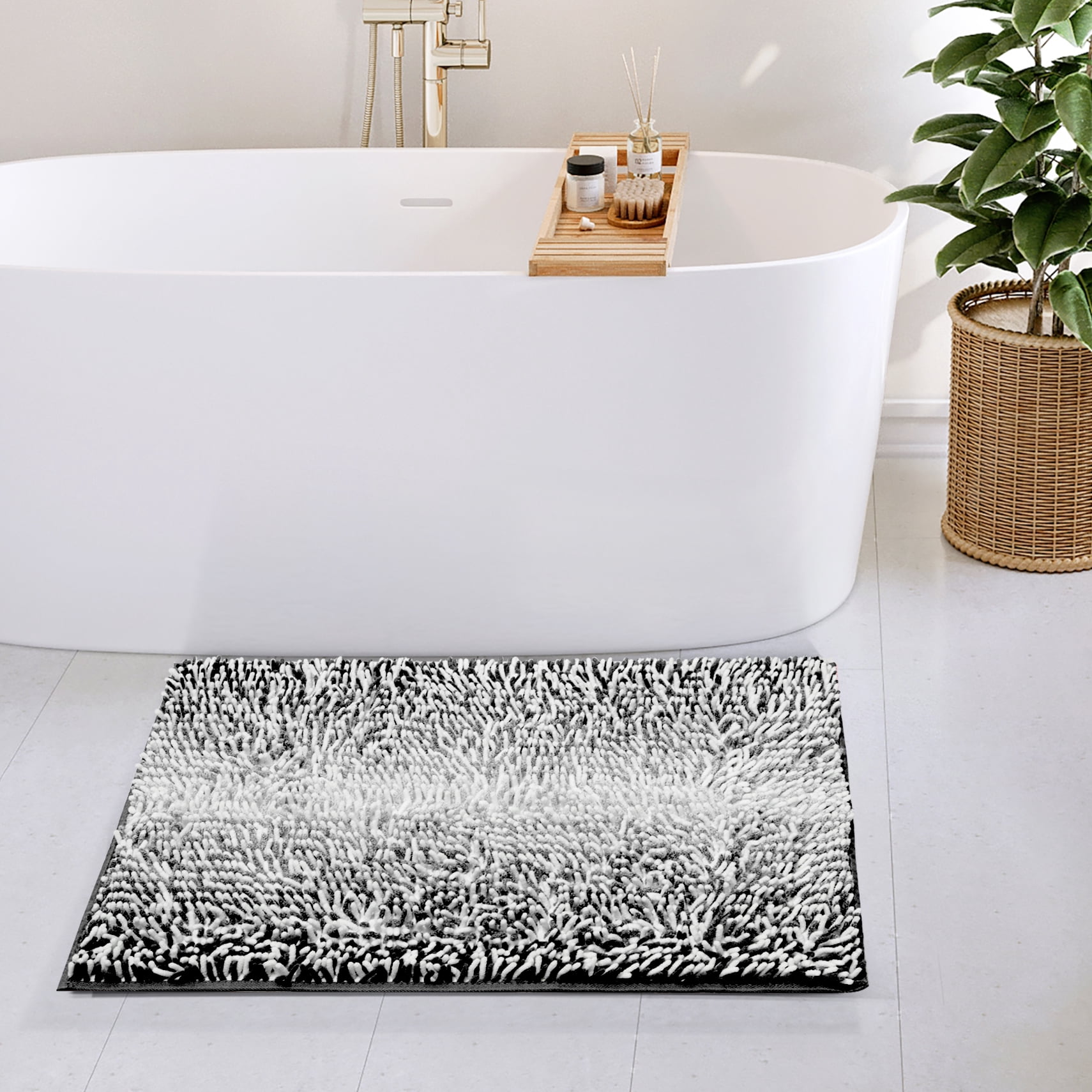 Lammaloe Chenille Bathroom Rugs Non Slip Bath Mat, 24×36 Ultra Absorbent, Bath Mats for Bathroom, Hunter Green