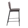 thumbnail image 3 of Braided Tania Contemporary Counter Stool in Black Metal, Grey Faux Leather, and Light Brown Fabric by LumiSource - Set of 2, 3 of 6