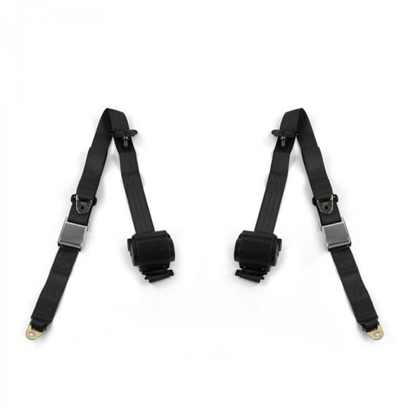 Airplane 3 Point Black Retractable Bucket Seat Belt Kit with 2 Belts for 1970-1977 AMC Hornet