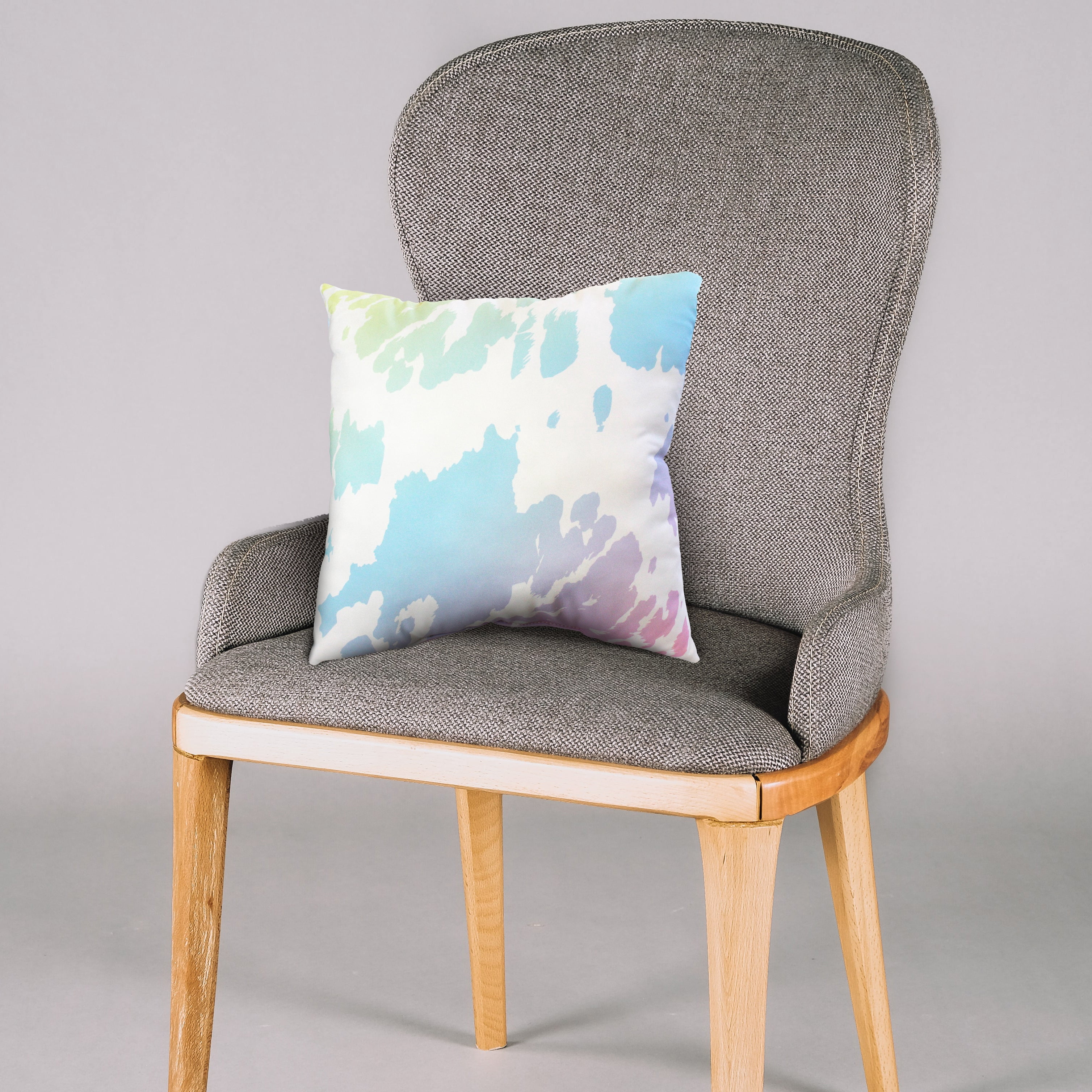 Everything Comfy Cow Print Decorative Throw Pillow, 16x16 Inch, Pastel Gradient,